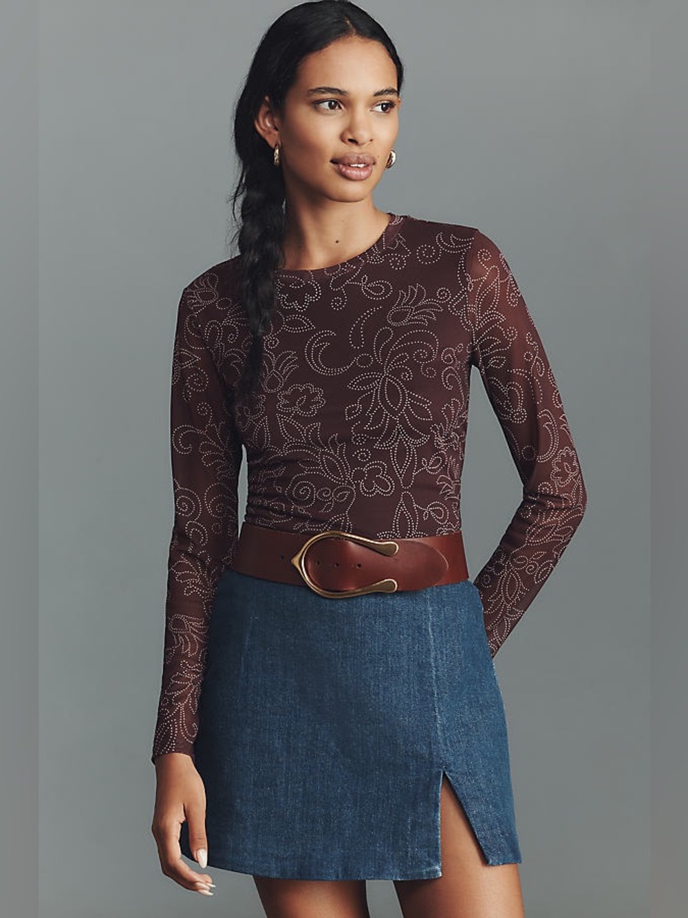 Anthropologie Sanctuary Mesh Long Sleeve Top